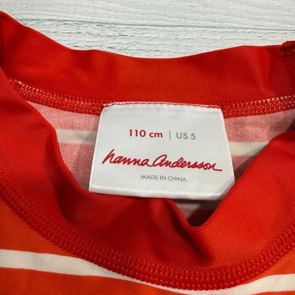 Hanna Andersson kids red striped long sleeve rash guard 110/5
